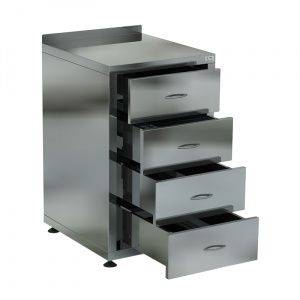 Стол-тумба производственный пристенный 60*40*87 см с раздвижными дверьми и 4 ящиками Кобор СТБ/1-40/