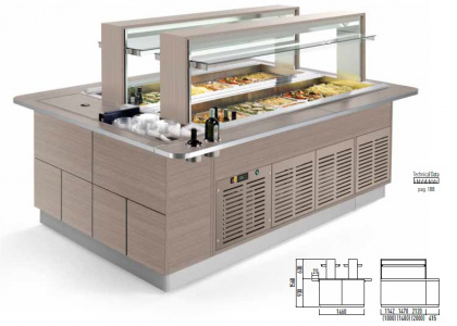 Стол шведский комб. островн. Enofrigo FAST GOURMET ISOLA DOPPIA BM+RF 2000 венге